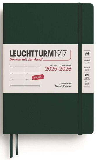Weekly Planner 2026 Medium (A5) 18 Months Forest Green
