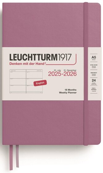 Weekly Planner 2026 Medium (A5) 18 Months Dusty Rose