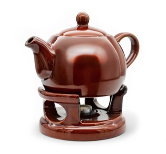 Konvice porcelán 1000ml s ohřívačem  BELLA hnědá