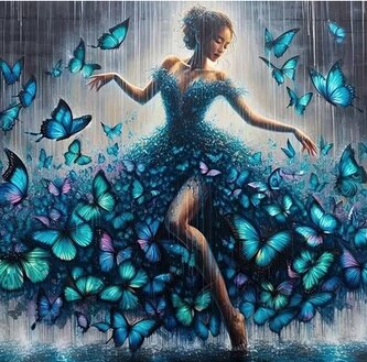 Diamantové malování 30x40cm tanečnice a motýle