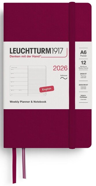 Weekly Planner & Notebook 2026 Pocket (A6) Port Red