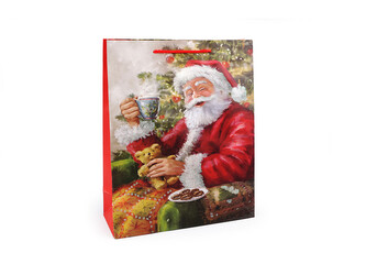 Vánoční dárková taška s glitry - 3 ks - 3 červená