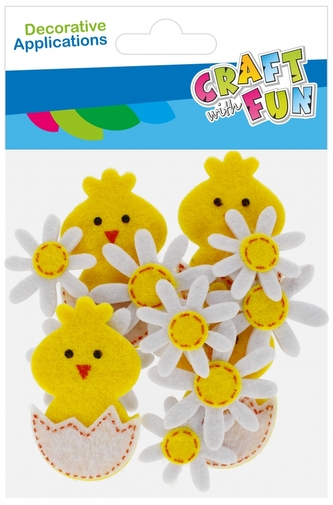Ozdoba dekoracyjna filcowa samoprzylepna Kurczak/Kwiat 12szt Wielkanoc CRAFT WITH FUN 531826