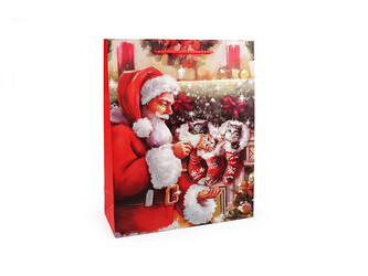 Vánoční dárková taška s glitry - 3 ks - 1 červená