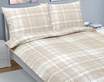 Povlečení krep na dvoudeku - Béžová,Bílá - 1ks 200x220, 2ks 70x90 cm (200 cm šířka x 220 cm délka prodloužená)
