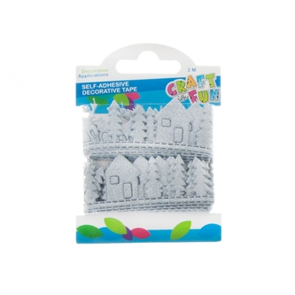 Taśma dekoracyjna samoprzylepna Renifer/Las 2 m srebrna CRAFT WITH FUN 463495