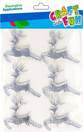 Ozdoba dekoracyjna samoprzylepna materiałowa Renifer 6 szt. Boże Narodzenie CRAFT WITH FUN 501454