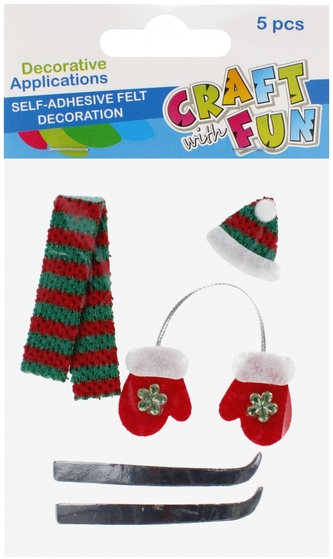 Ozdoba dekoracyjna filcowa samoprzylepna 5 szt. Zima Boże Narodzenie CRAFT WITH FUN 521594