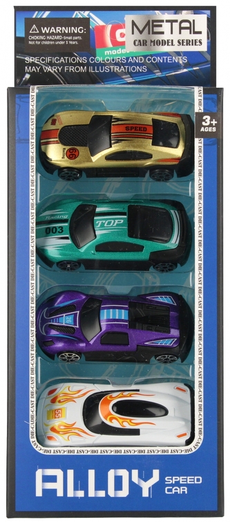 Auta wyścigowe metalowe zestaw 4szt. MEGA CREATIVE 542796