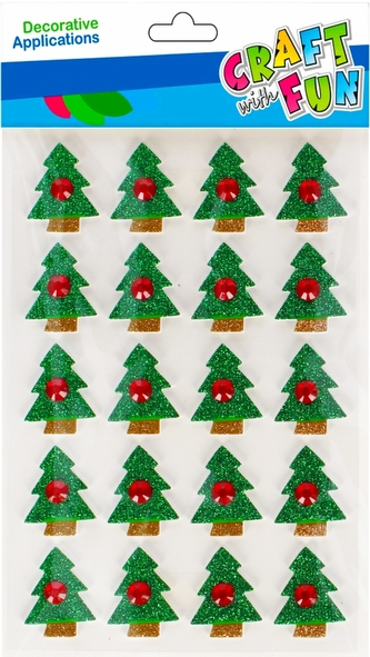 Ozdoba dekoracyjna samoprzylepna Eva Choinka brokatowa 20 szt. Boże Narodzenie CRAFT WITH FUN 501367