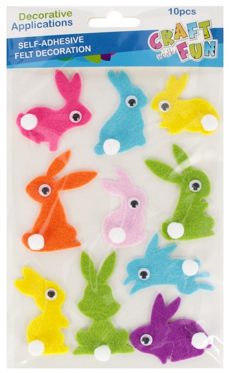 Ozdoba dekoracyjna samoprzylepna filc Królik Wielkanoc op.10 szt. CRAFT WITH FUN 554228