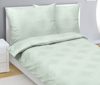 Povlečení bavlněný satén - Bílá,Mentolová - 140x200, 70x90 cm