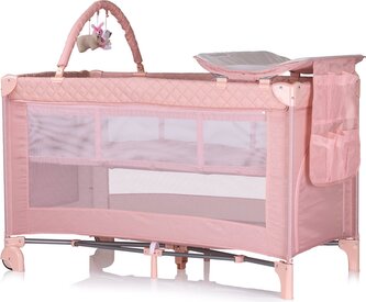 CHIPOLINO Cestovní postýlka s přebalovací podložkou Luna Pink Marshmallow