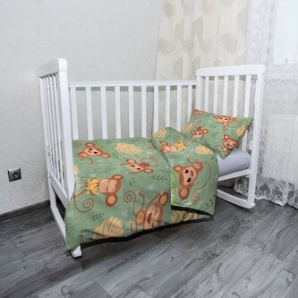 Dětské povlečení do postýlky Roztomilé opičky: 100x135 / 40x60