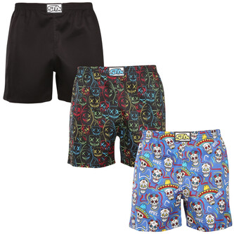 3PACK pánské trenky na spaní Styx vícebarevné (3DTP09036) XL