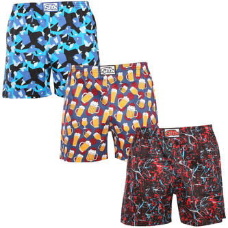 3PACK pánské trenky na spaní Styx vícebarevné (3DTP18458) M