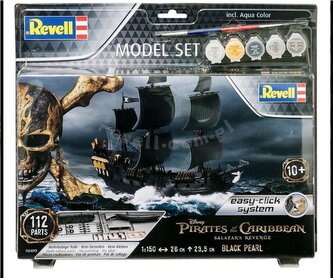 Model statku do składania 1:150 65499 Easy-Click Czarna Perła Piraci z Karaibów Revell + 5 farbek, pędzelek