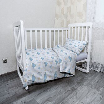 Dětské povlečení do postýlky Létající talíře a rakety: 130x90 / 40x60