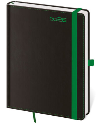 Denní diář A5 Black Green s poutkem