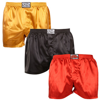 3PACK pánské trenky Styx klasická guma saténové vícebarevné (3C06350) XXL