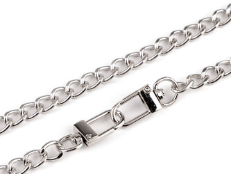 Řetízek na kabelky s karabinou délka 125 cm - 1 ks - 1 nikl