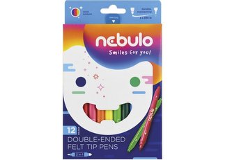 Flamastry dwustronne 12 kolorów NEBULO