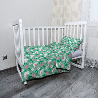 Dětské povlečení do postýlky Květiny a ptáčci: 130x90 / 40x60