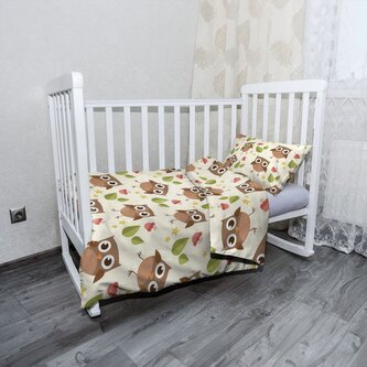 Dětské povlečení do postýlky Sovy: 100x135 / 40x60