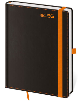 Týdenní diář A5 Black Orange s poutkem