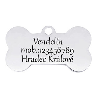 PZ034-XS Ocelová psí známka - kost, vel. XS