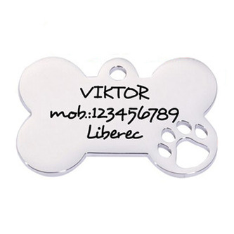 PZ037-L Ocelová psí známka - kost, vel. L