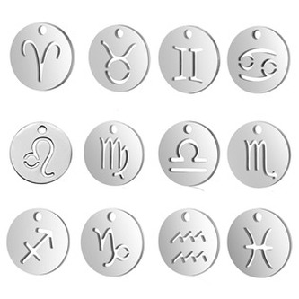 OK1163-05 Drobný kulatý ocelový přívěšek - znamení horoskopu - znamení zvěrokruhu - lev