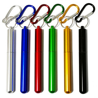 BR010-K Skládací cestovní brčko s obalem - černá