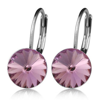 NBS08-LA Ocelové náušnice s kameny Crystals from SWAROVSKI®, LIGHT AMETHYST