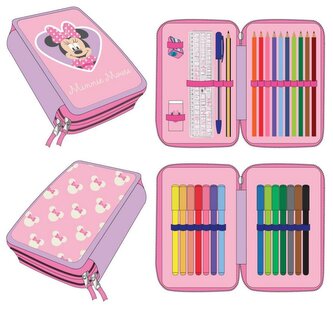 Dvojité školní pouzdro Disney|Minnie Mouse: Minnie v srdíčku (13 x 20 x 5 cm)