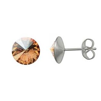 NU003-GS Ocelové náušnice Crystals from Swarovski® 6mm, GOLDEN SHADOW