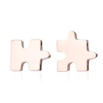 OPN1042-RD Zlacené ocelové náušnice PUZZLE