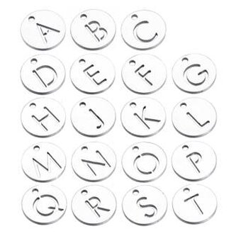 OK1146-D Drobný kulatý ocelový přívěšek - iniciála - iniciála "D"