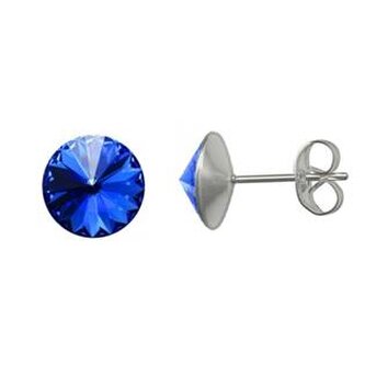 NU003-SP Ocelové náušnice Crystals from Swarovski® 6mm, SAPPHIRE