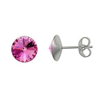 NU003-RO Ocelové náušnice Crystals from Swarovski® 6mm, ROSE