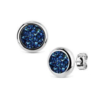 NB304 Ocelové náušnice DRUZY Montana Blue