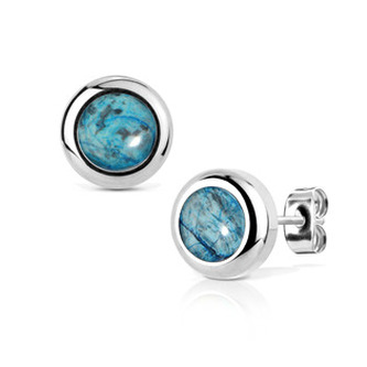 NB016-08 Ocelové náušnice Orchid Stone 8mm