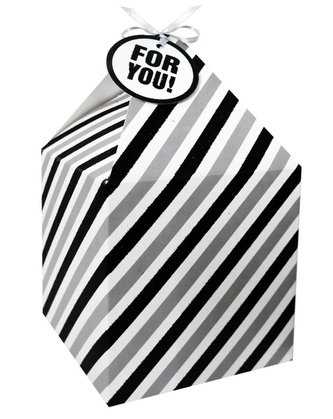 Pudełko na prezenty 11x11 biało-czarne pasy 4szt