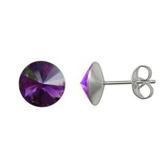 NZ003-AM Ocelové náušnice 8mm, AMETHYST