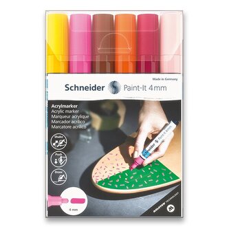 Akrylový popisovač Schneider Paint-It 320 - souprava V3, 6 barev