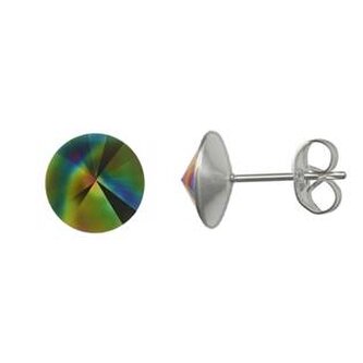NU003-RB Ocelové náušnice Crystals from Swarovski® 6mm, RAINBOW