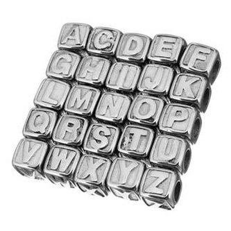 K0011-U Navlékací ocelový přívěšek korálek - písmeno - iniciála "U"