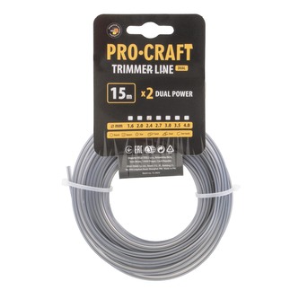 Struna žací (s výstuhou) (2.4mm) (15m) čtverec PROCRAFT KV/J-2.4/15 | KV/J-2.4/15