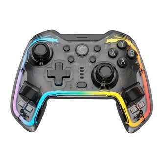 White Shark Bezdrátový Gamepad PRAETORIAN, pro PC,PS3/PS4,Android,iOS,Nintendo,RGB,transparentní