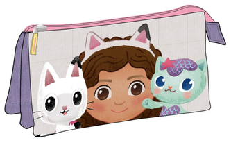 Trojitý penál na tužky Gabby's Dollhouse|Gábinin kouzelný domek: Kočky (23 x 22 x 2 cm)